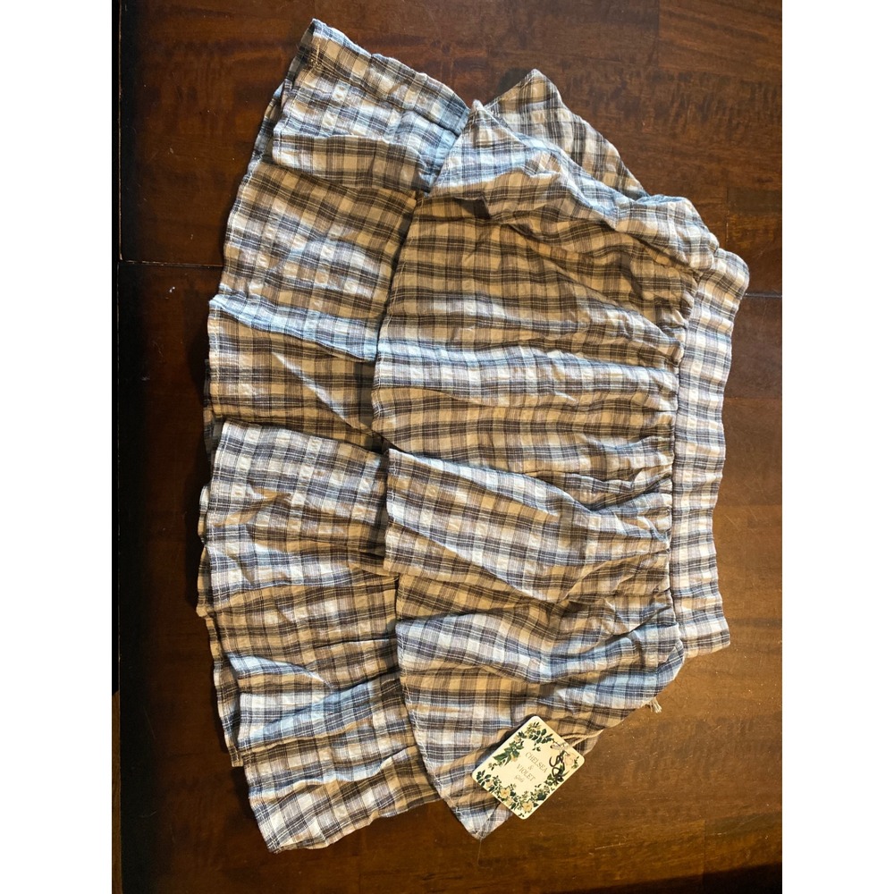 Chelsea & Violet Girls Plaid Tiered Mini Skirt Brown White Size M 10/12 NWT